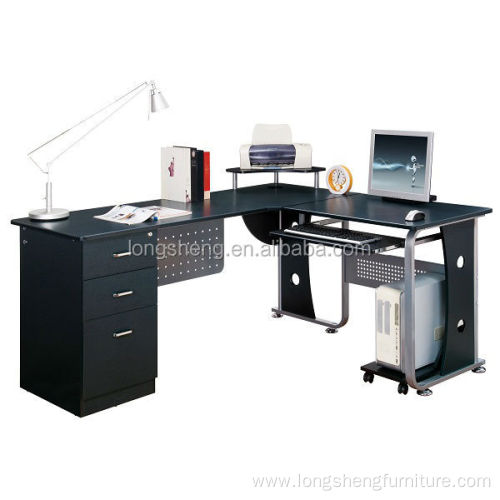 L shape office furniture computer desk with metal